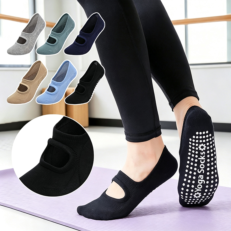 Yoga Fitness Workout - Meias de Yoga Antiderrapantes Sem Calcanhar