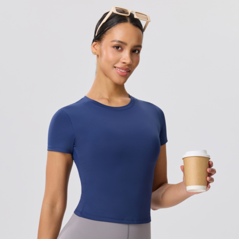 Camiseta Casual Slim de Cor Só - Yoga Fitness Top avaliação e preço
