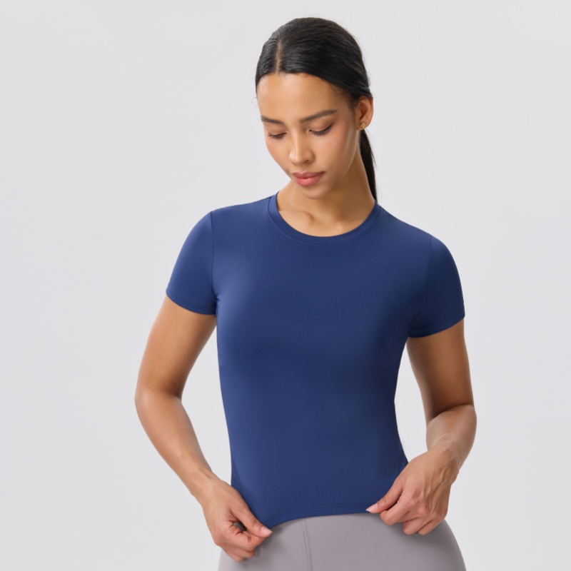Camiseta Casual Slim de Cor Só - Yoga Fitness Top avaliação e preço