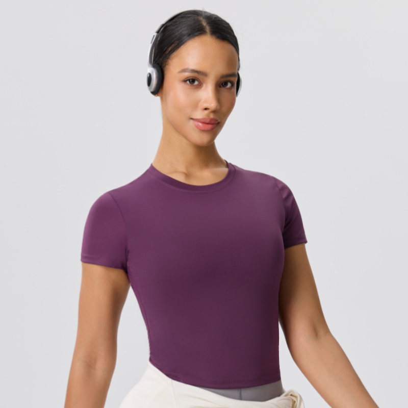 Camiseta Casual Slim de Cor Só - Yoga Fitness Top avaliação e preço
