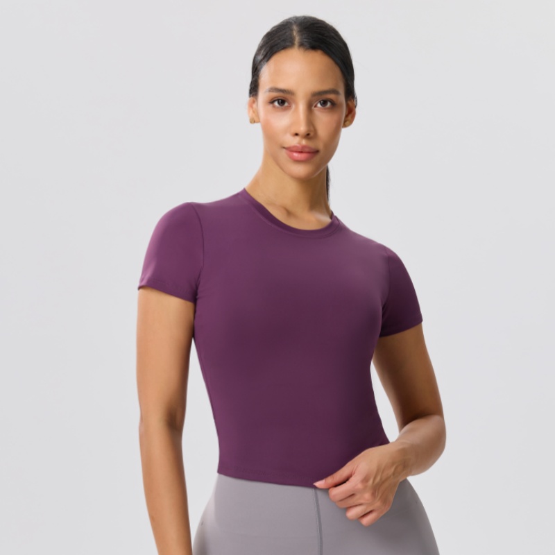 Camiseta Casual Slim de Cor Só - Yoga Fitness Top avaliação e preço